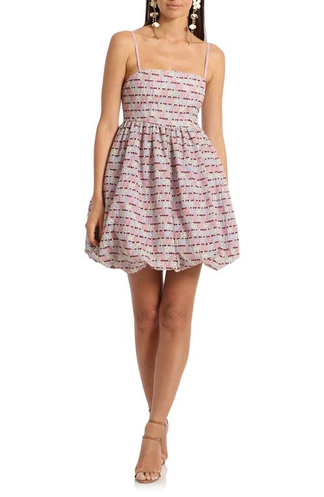 Avec Les Filles Embroidered Bubble Minidress Pink Multi at Nordstrom,