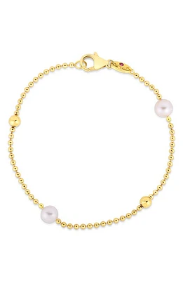 Roberto Coin Cultured Pearl & Bead Necklace in Yellow Gold at Nordstrom, Size 7