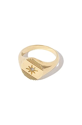 MIRANDA FRYE Harlyn Cubic Zirconia Sunburst Signet Ring in Gold at Nordstrom