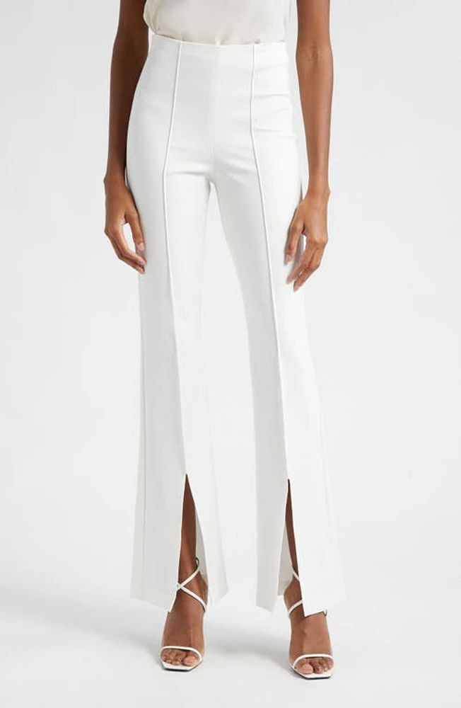 Alice + Olivia Emiko Split Cuff High Waist Flare Pants in Off White at Nordstrom, Size 14