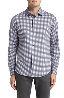 Bugatchi James OoohCotton Geometric Print Button-Up Shirt Cobalt at Nordstrom,