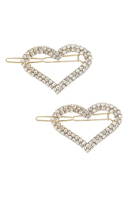 Ettika Set of 2 Crystal Heart Barrettes in Gold at Nordstrom