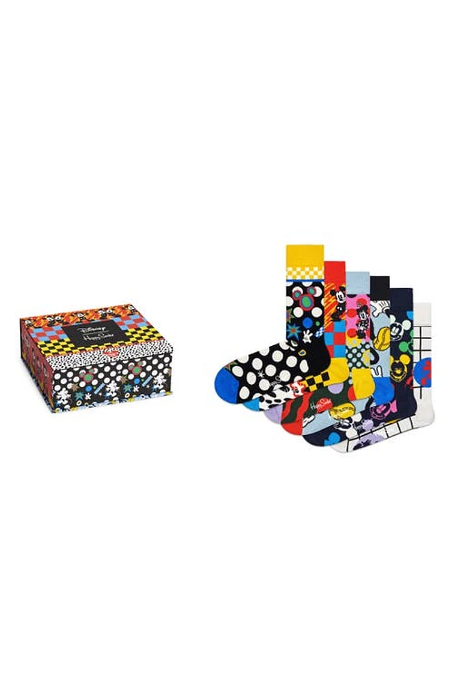 Happy Socks x Disney 6-Pack Assorted Crew Socks Gift Box in Multi at Nordstrom