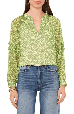 Vince Camuto Abstract Floral Top Salted Lime at Nordstrom,