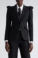 Alexander McQueen Exaggerated Shoulder Wool Blazer Black at Nordstrom, Us