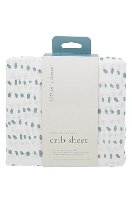 little unicorn Cotton Muslin Crib Sheet in Stone Stripe at Nordstrom