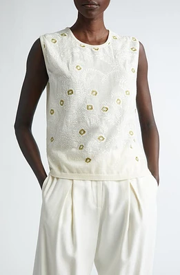 Giambattista Valli Floral Embroidered Cashmere & Silk Knit Top Ivory at Nordstrom, Us