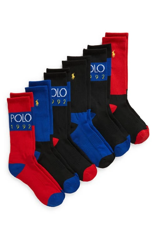 Polo Ralph Lauren 1992 Assorted 6-Pack Crew Socks in Black Assorted at Nordstrom