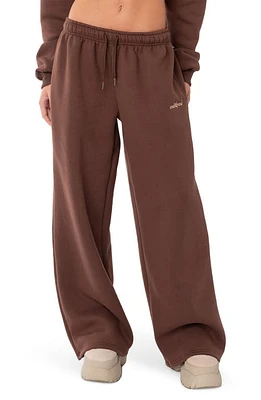 EDIKTED Brenna Low Rise Wide Leg Sweatpants Brown at Nordstrom,