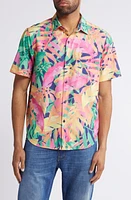 Tommy Bahama Coast Feeling Rowdy Botanic Print Short Sleeve Stretch Button-Up Shirt Ray at Nordstrom,