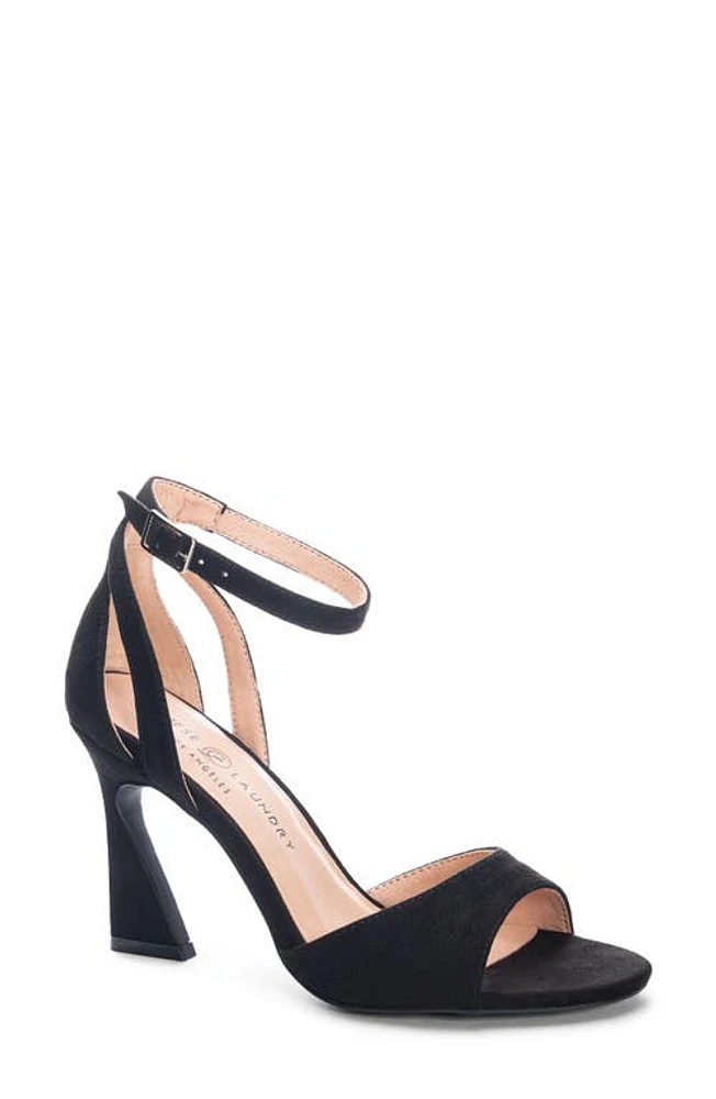 Chinese Laundry Robby Flared Heel Sandal Black Fine Suede at Nordstrom,