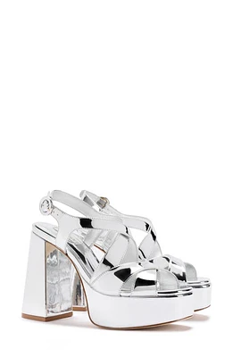 Larroudé Bee Metallic Platform Sandal Silver at Nordstrom,