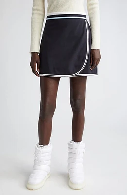 Moncler Logo Patch Faux Wrap Skirt Dark Navy Blue at Nordstrom,