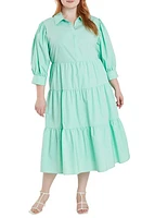 English Factory Tiered Midi Shirtdress Mint at Nordstrom,