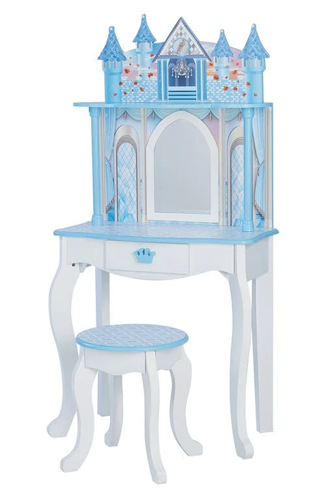 Teamson Kids Fantasy Fields Dreamland Castle Vanity & Chair Set in White /Ice Blue at Nordstrom