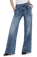 HINT OF BLU Mighty Belted High Waist Wide Leg Jeans Blue at Nordstrom,