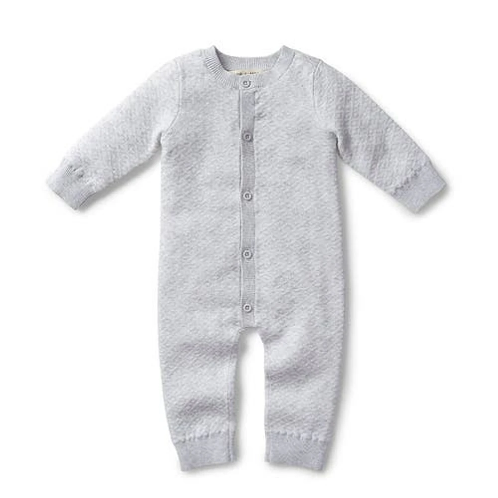 Hope & Henry Baby Jacquard Romper in Grey at Nordstrom