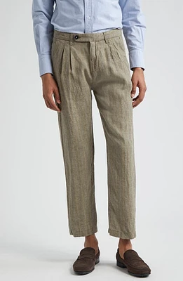 Massimo Alba Stripe Pleat Front Linen Pants at Nordstrom, Us