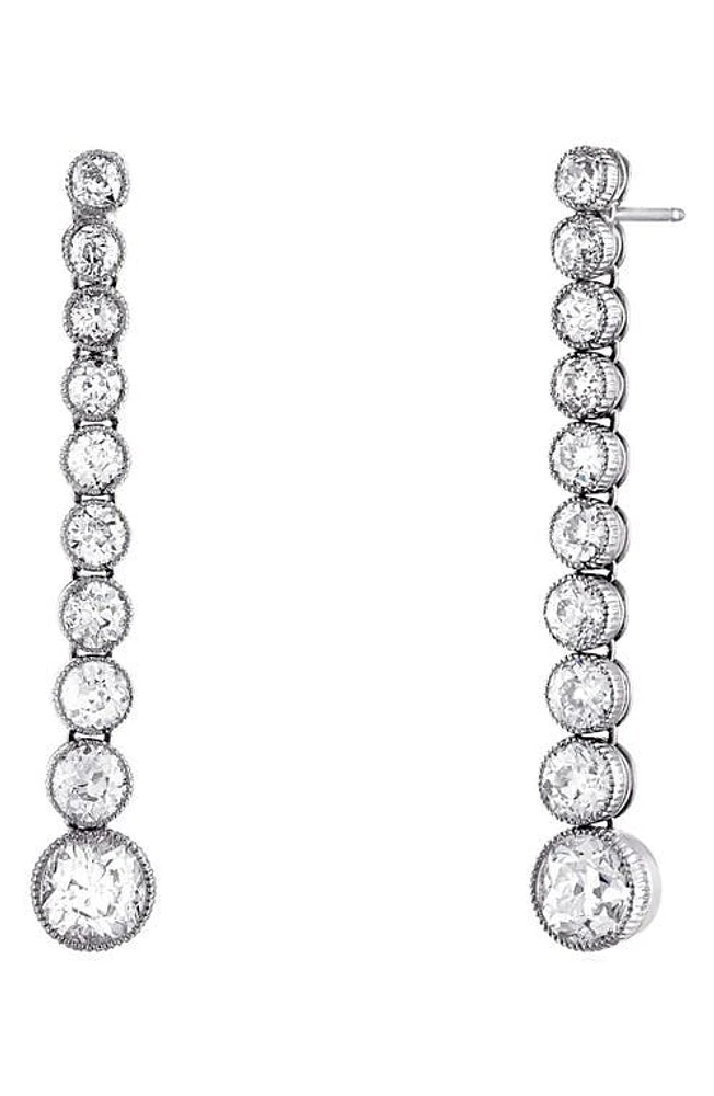 Mindi Mond Milgrain Bezel Diamond Linear Drop Earrings in Platinum at Nordstrom, Size One Size Oz