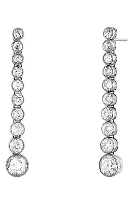 Mindi Mond Milgrain Bezel Diamond Linear Drop Earrings in Platinum at Nordstrom, Size One Size Oz