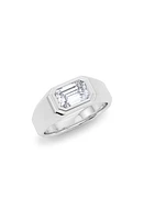 HauteCarat Men's Emerald Cut Lab Created Diamond Signet Ring in 18K Gold at Nordstrom