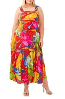 Vince Camuto Print Sleeveless Tiered Maxi Dress in Orange Multi at Nordstrom, Size 2X