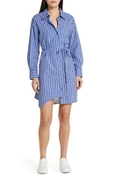 Du Paradis Stripe Long Sleeve Cotton Shirtdress Marine Stripes at Nordstrom,