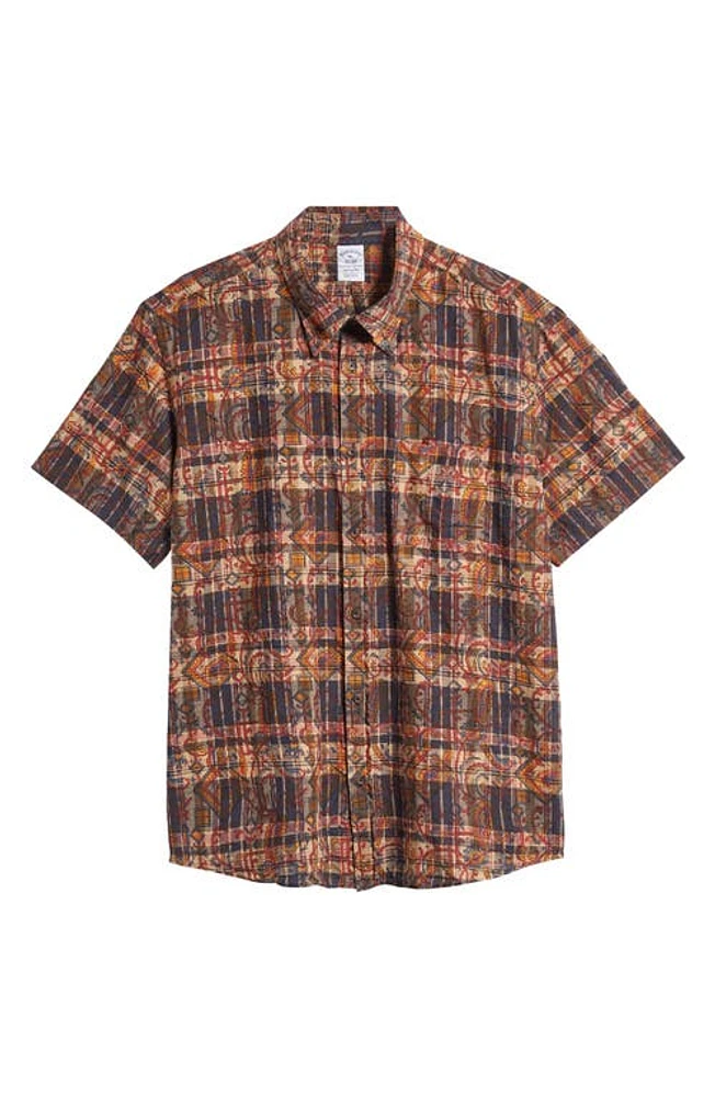 Brooks Brothers Print Madras Short Sleeve Button-Down Shirt Madrasprint at Nordstrom,