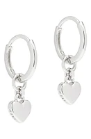 Ted Baker London Sweetheart Tiny Heart Huggie Drop Earrings in Silver Tone at Nordstrom