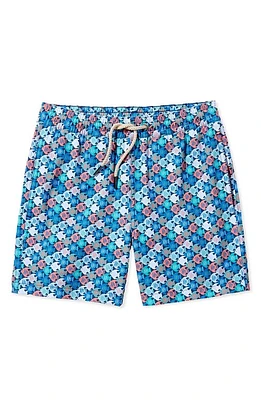 Fair Harbor Kids' Bayberry Fish Print Water Repellent Swim Trunks Lagoon Angelfish at