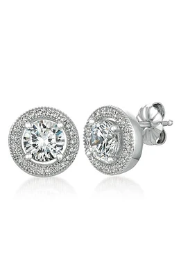 Crislu Cubic Zirconia Halo Stud Earrings in Platinum at Nordstrom