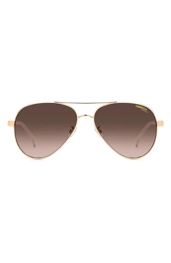 Carrera Eyewear 58mm Aviator Sunglasses in White Copper Gold/Brown at Nordstrom