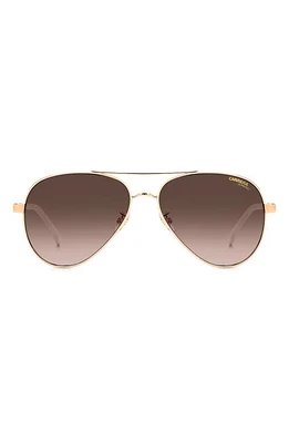 Carrera Eyewear 58mm Aviator Sunglasses in White Copper Gold/Brown at Nordstrom