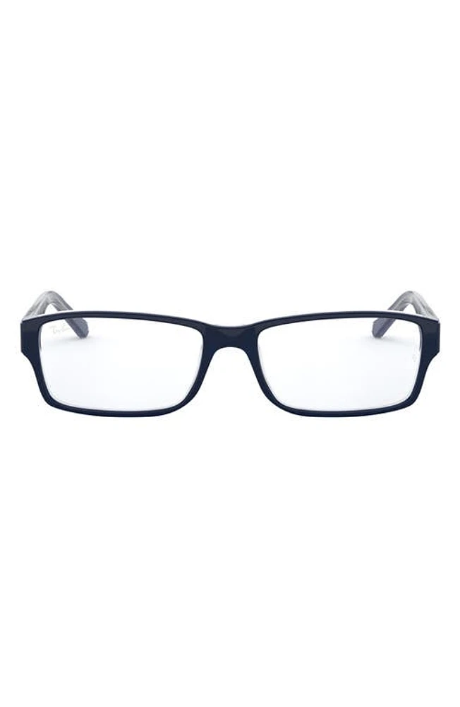 Ray-Ban 52mm Rectangular Optical Glasses in Grey/Blue at Nordstrom