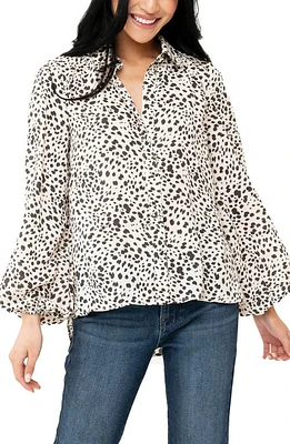 GIBSONLOOK Button Front Blouson Sleeve Blouse Sand Dollar Animal at Nordstrom,