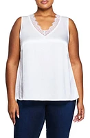 Estelle Alessandra Lace Trim Satin Tank Top Milk at Nordstrom,