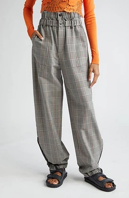 MONSE Plaid Double Waistband Wool & Cotton Blend Joggers Black Multi at Nordstrom,