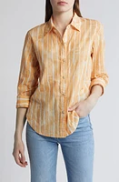 NIC+ZOE Watercolor Stripe Cotton Button-Up Shirt Multi at Nordstrom,