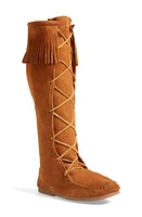 Minnetonka Knee High Boot Brown Suede at Nordstrom,