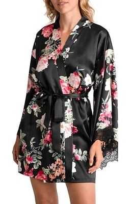 Bloom by Jonquil Romance Lace Trim Robe Black at Nordstrom,