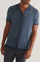 Marine Layer Ethan Knit Button-Up Shirt Blue Geo Jacquard at Nordstrom,