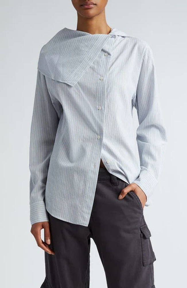 Acne Studios Saith Stripe Asymmetric Button-Up Shirt Blue/White at Nordstrom, Us