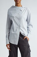 Acne Studios Saith Stripe Asymmetric Button-Up Shirt Blue/White at Nordstrom, Us