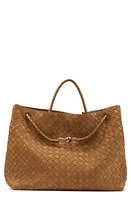 Bottega Veneta Large Andiamo Intrecciato Suede Tote in Acorn/Brass at Nordstrom