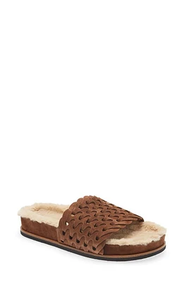 rag & bone Bailey Faux Shearling Lined Slipper in Chestnut Suede at Nordstrom, Size 9Us