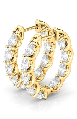 HauteCarat Oval Lab Created Diamond Inside Out 14K Gold Hoop Earrings in Gold at Nordstrom