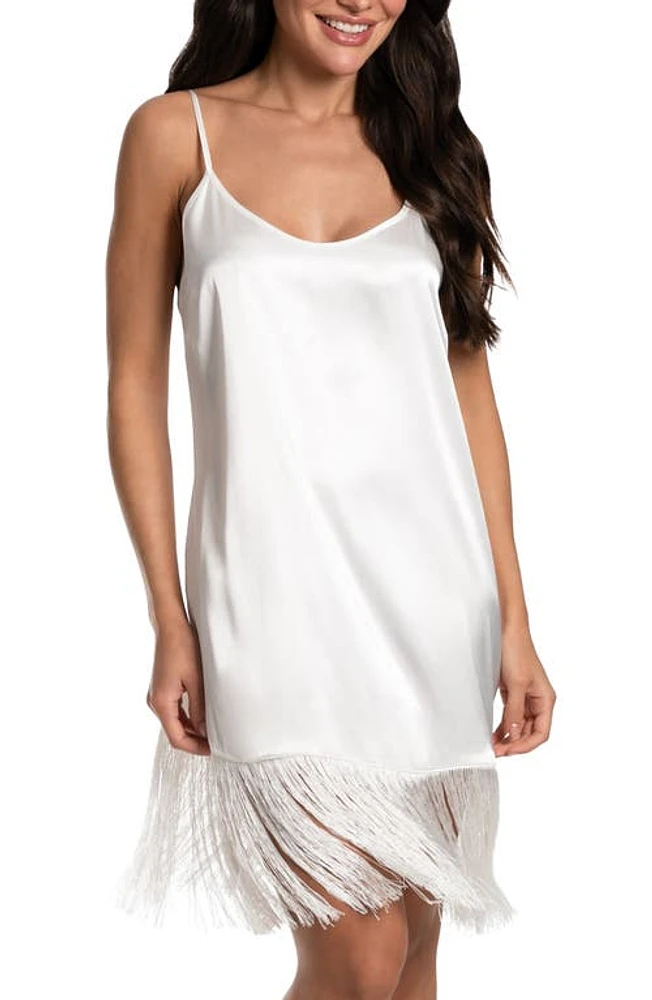 Bloom by Jonquil Juliet Fringe Trim Satin Chemise Ivory at Nordstrom,