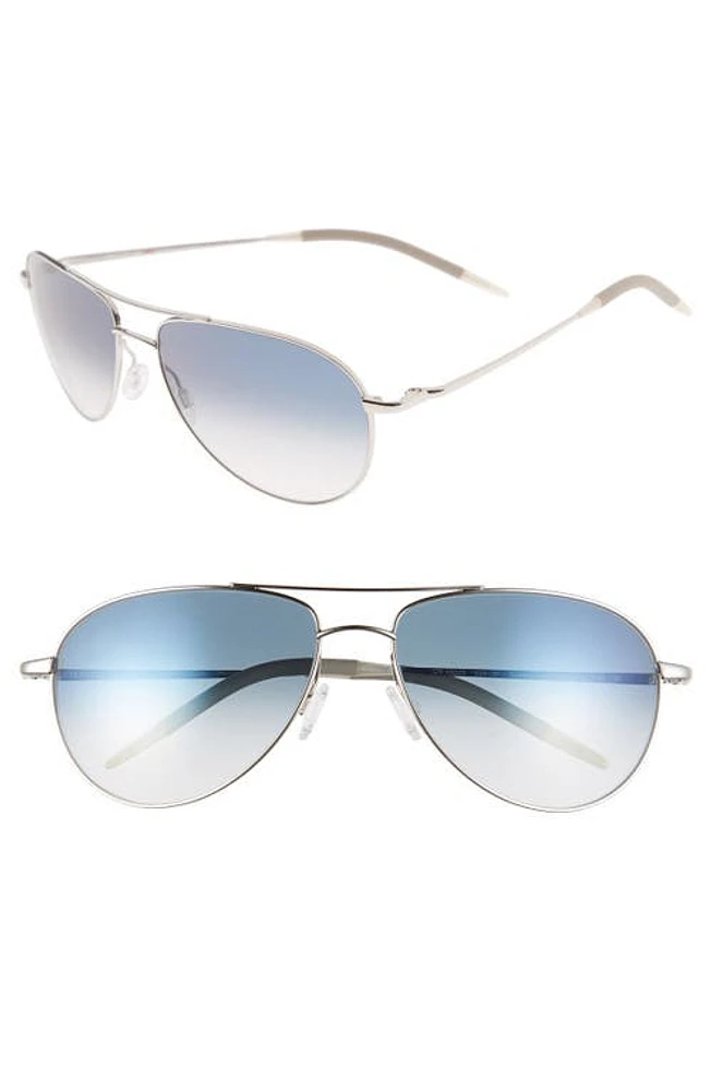 Oliver Peoples Benedict 59mm Photochromic Gradient Aviator Sunglasses in Silver/Chrome Sapphire at Nordstrom