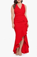 Betsy & Adam Sleeveless High-Low Ruffle Gown at Nordstrom,