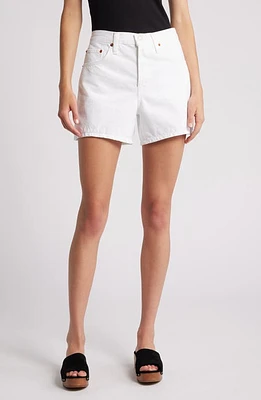 Re/Done Mid Rise Boyfriend Denim Shorts White at Nordstrom,